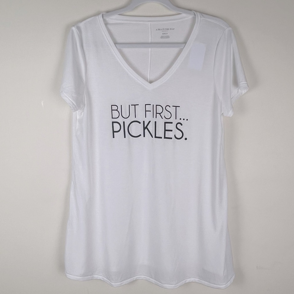 A Pea In The Pod | Maternity V Neck But First Pickles Short Sleeve Tee | S